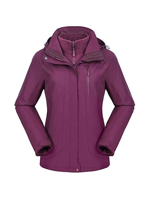 CAMEL CROWN Women's Waterproof Ski Jacket 3-in-1 Winter Coat Windbreaker Fleece Inner for Snow Rain Hiking Outdoor