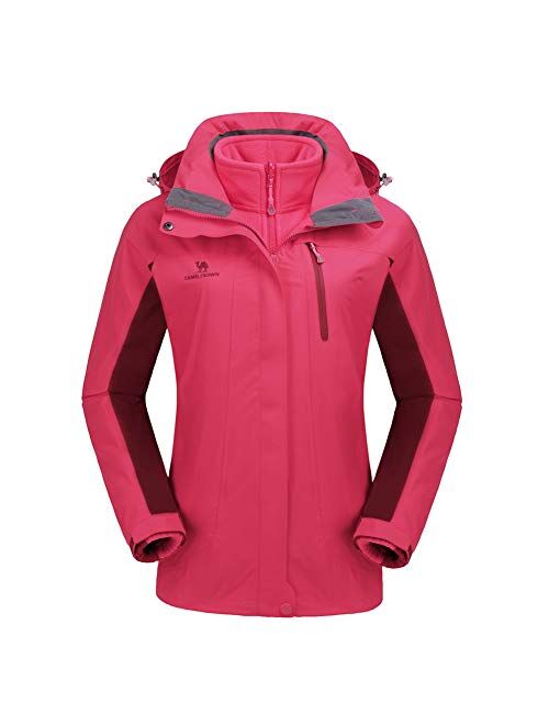 CAMEL CROWN Women's Waterproof Ski Jacket 3-in-1 Winter Coat Windbreaker Fleece Inner for Snow Rain Hiking Outdoor