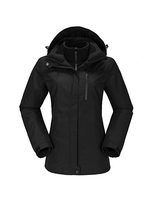 CAMEL CROWN Women's Waterproof Ski Jacket 3-in-1 Winter Coat Windbreaker Fleece Inner for Snow Rain Hiking Outdoor