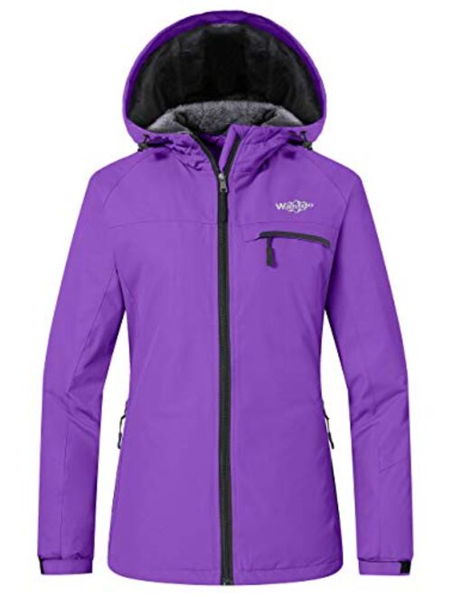 Wantdo Women's Mountain Waterproof Ski Jacket Windproof Snowboarding Jackets Warm Winter Snow Coat Fleece Raincoat