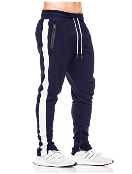 FLYFIREFLY Men's Gym Sport Pants Bodybuilding Workout Running Jogger Slim Fit Sweatpants