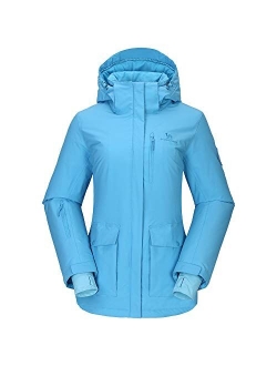 CAMEL CROWN Womens Waterproof Ski Jacket Snow Winter Coat with Hooded for Rain Outdoors Hiking Mountain