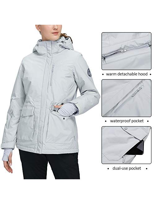 CAMEL CROWN Womens Waterproof Ski Jacket Snow Winter Coat with Hooded for Rain Outdoors Hiking Mountain