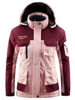 Women's Mountain Waterproof Ski Jacket Windproof Rain Snowboarding Jackets Winter Fleece Warm Snow Hooded Coat