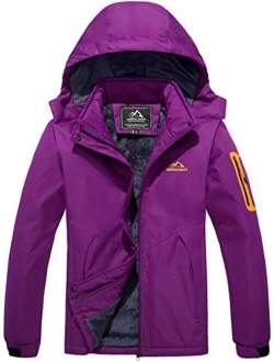 Womens Winter Coats Water Resistant Thicken Warm Fleece Lined Snow Ski Jackets With Zipper Pockets