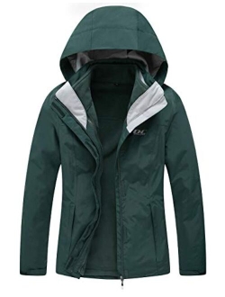 Diamond Candy Womens Winter Ski Jacket, 3-in-1 Warm Waterproof Coat with Windproof Fleece Liner