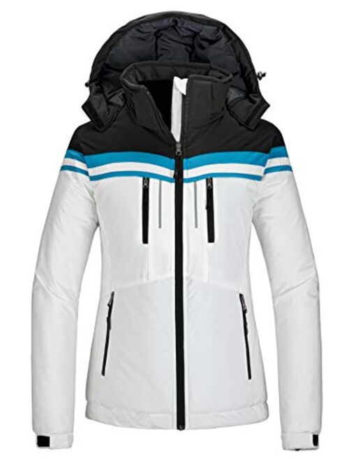 Skieer Women's Waterproof Ski Jacket Warm Winter Hooded Coat Windproof Snowboarding Jacket