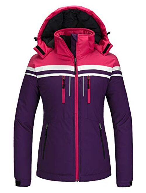 Skieer Women's Waterproof Ski Jacket Warm Winter Hooded Coat Windproof Snowboarding Jacket