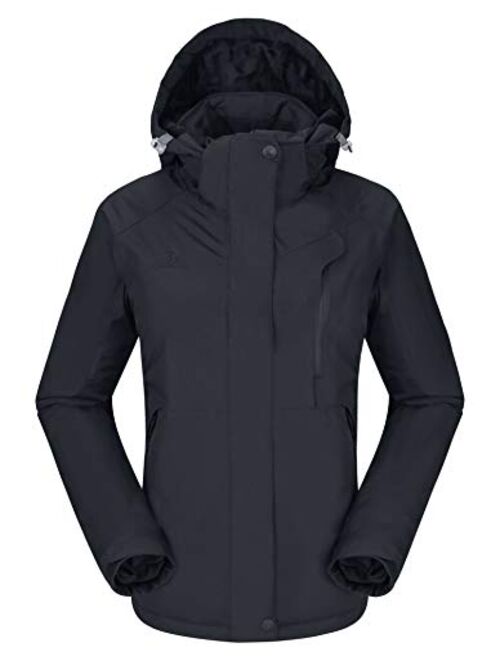 CAMELSPORTS Women's Waterproof Mountain Ski Snow Jacket with Fleece Outdoor Windproof Raincoat Hooded for Fall and Winter