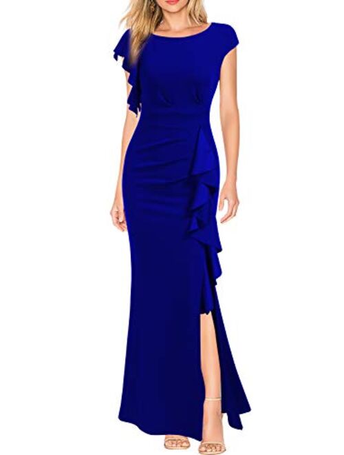 WOOSEA Women's Split Bodycon Mermaid Evening Cocktail Long Dress