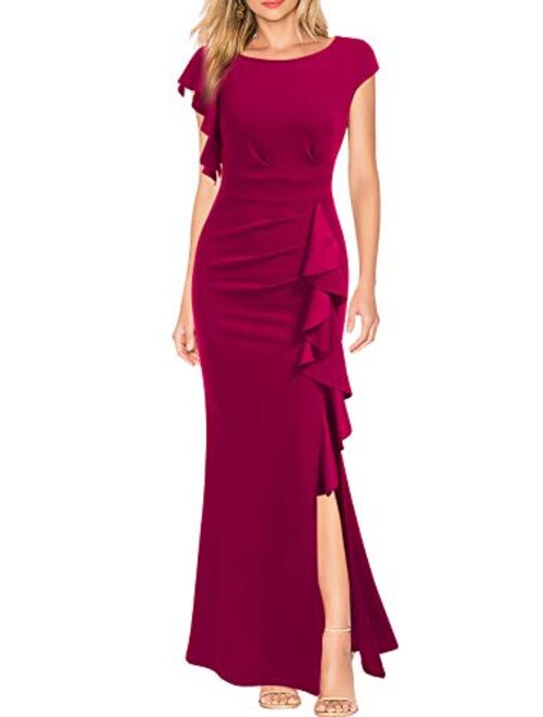 WOOSEA Women's Split Bodycon Mermaid Evening Cocktail Long Dress