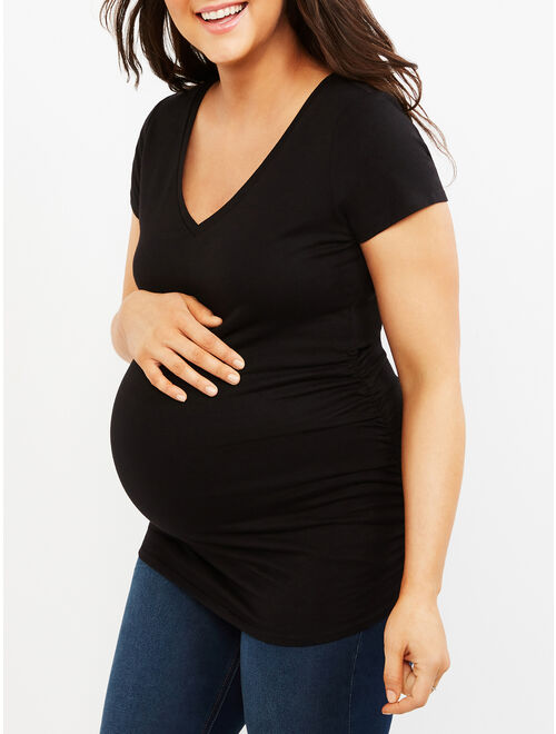 Motherhood Maternity V-neck Side Ruched Maternity Tee