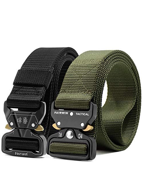 Fairwin Tactical Belt, 2 Pack 1.5 Inch Military Tactical Belts for Men, Web Belt Nylon Belt - Carry Tool Belt