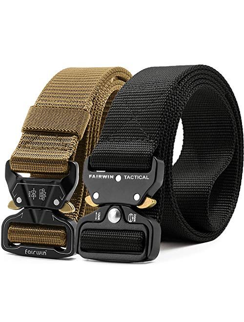 Fairwin Tactical Belt, 2 Pack 1.5 Inch Military Tactical Belts for Men, Web Belt Nylon Belt - Carry Tool Belt