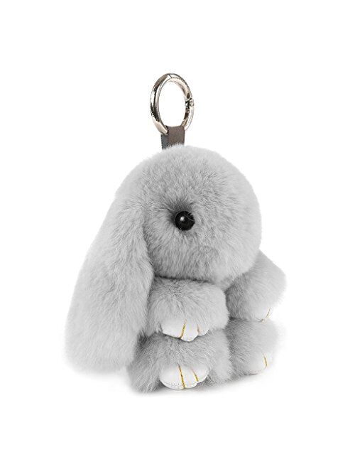 CHMIING Bunny Keychain Soft Cute Rex Rabbit Fur Keychain Car Handbag Keyring