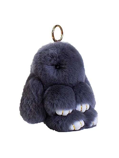 CHMIING Bunny Keychain Soft Cute Rex Rabbit Fur Keychain Car Handbag Keyring