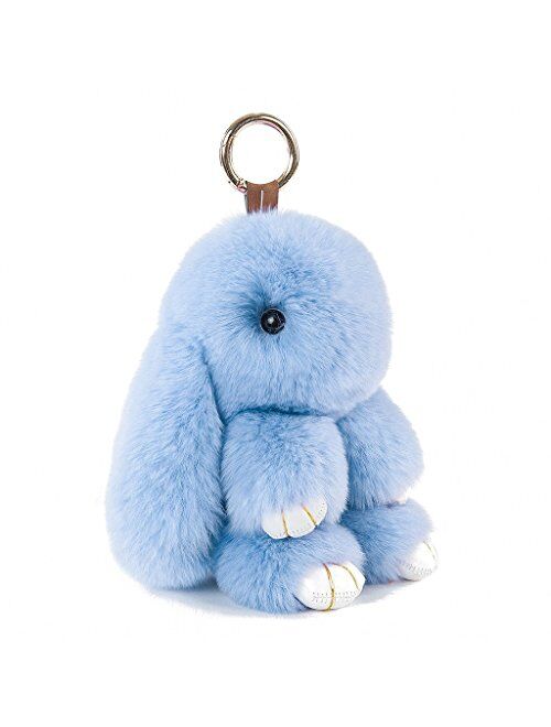 CHMIING Bunny Keychain Soft Cute Rex Rabbit Fur Keychain Car Handbag Keyring