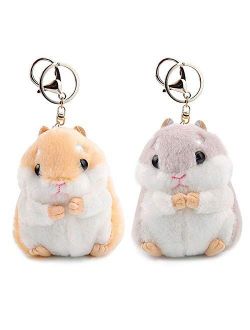 RAYNAG Set of 2 Cute Hamster Plush Keychain Stuffed Animals Keyring Charm Handbag Pendant