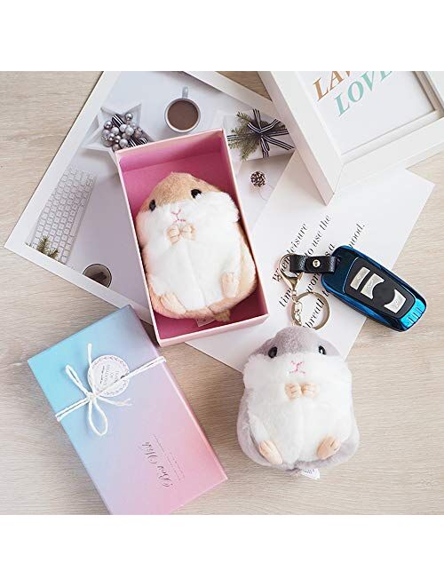 RAYNAG Set of 2 Cute Hamster Plush Keychain Stuffed Animals Keyring Charm Handbag Pendant