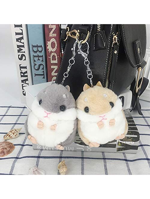 RAYNAG Set of 2 Cute Hamster Plush Keychain Stuffed Animals Keyring Charm Handbag Pendant