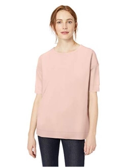 Women's Terry Cotton and Modal Oversized-Fit Slouchy Short-Sleeve Sweatshirt