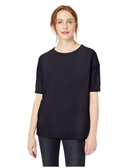 Women's Terry Cotton and Modal Oversized-Fit Slouchy Short-Sleeve Sweatshirt