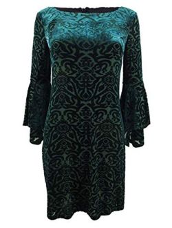 Women's Plus Size Flocked Velvet Shift Dress