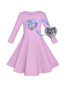 Girls Dress Owl Ice Cream Sequin Everyday Dress