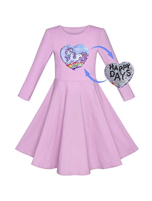 Sunny Fashion Girls Dress Owl Ice Cream Sequin Everyday Dress