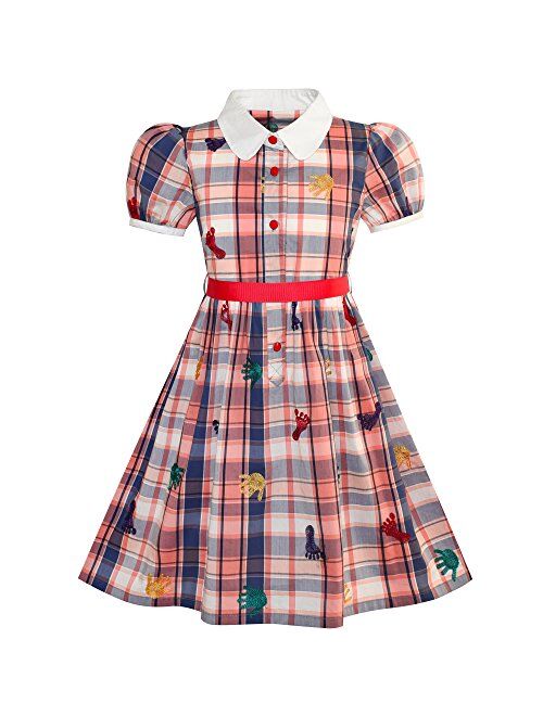 Sunny Fashion Girls Dress School Blue Strip Print Size 4-10