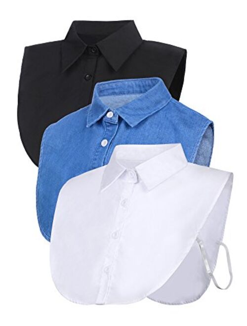 SATINIOR 3 Pieces Fake Collar Detachable Dickey Collar Blouse Half Shirts Collar