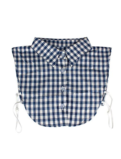 Vpang Women's Stylish Detachable Half Shirt Blouse False Collar Plaid Shirt Collar Fake Collar Dickey Collar