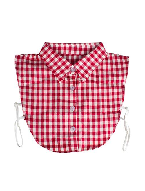 Vpang Women's Stylish Detachable Half Shirt Blouse False Collar Plaid Shirt Collar Fake Collar Dickey Collar