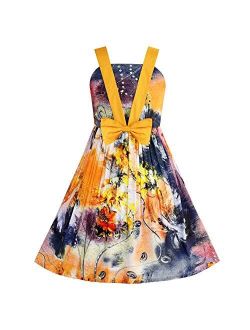 Girls Dress Tank Bow Tie Sundress Summer Beach Floral Size 6-12