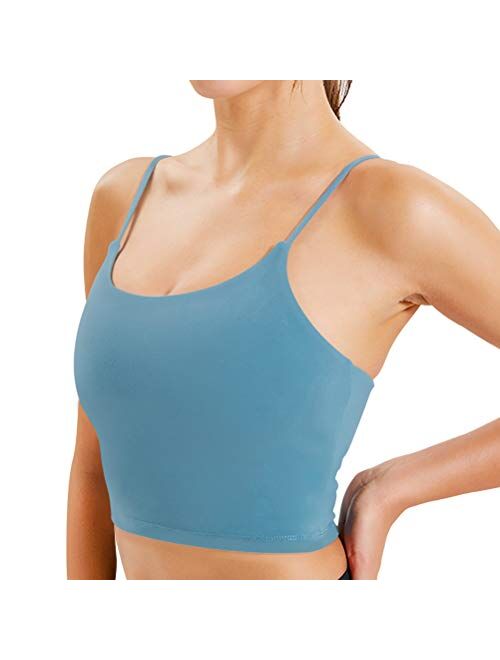 light & leaf 1/2 Pack Crop Tank Tops with Built in Bra Padded Long Yoga Sports Bra Fashion Womenswear for Workout Fitness