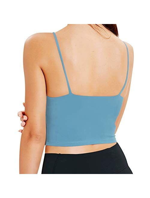 light & leaf 1/2 Pack Crop Tank Tops with Built in Bra Padded Long Yoga Sports Bra Fashion Womenswear for Workout Fitness