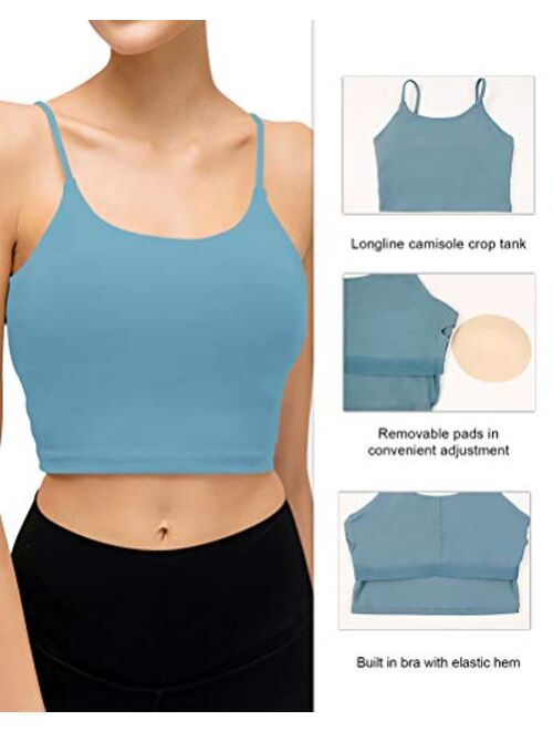 light & leaf 1/2 Pack Crop Tank Tops with Built in Bra Padded Long Yoga Sports Bra Fashion Womenswear for Workout Fitness