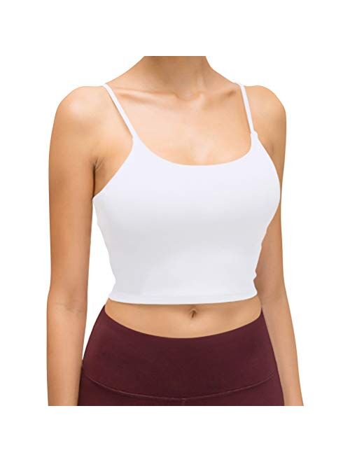 light & leaf 1/2 Pack Crop Tank Tops with Built in Bra Padded Long Yoga Sports Bra Fashion Womenswear for Workout Fitness