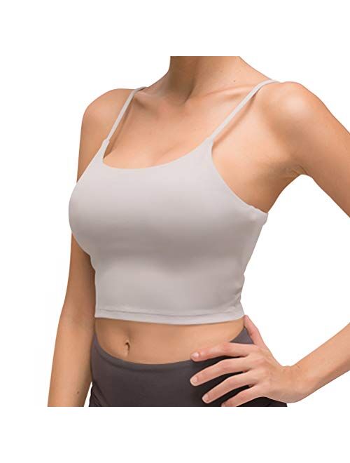 light & leaf 1/2 Pack Crop Tank Tops with Built in Bra Padded Long Yoga Sports Bra Fashion Womenswear for Workout Fitness