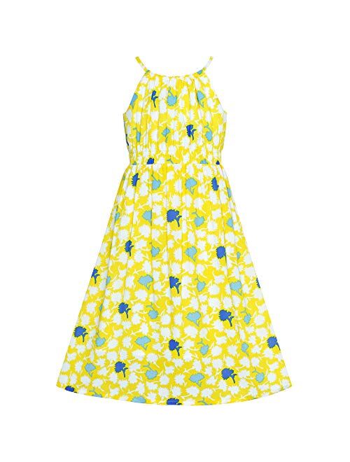 Sunny Fashion Girls Dress Yellow Leaf Sleeveless Summer Party Size 6-12