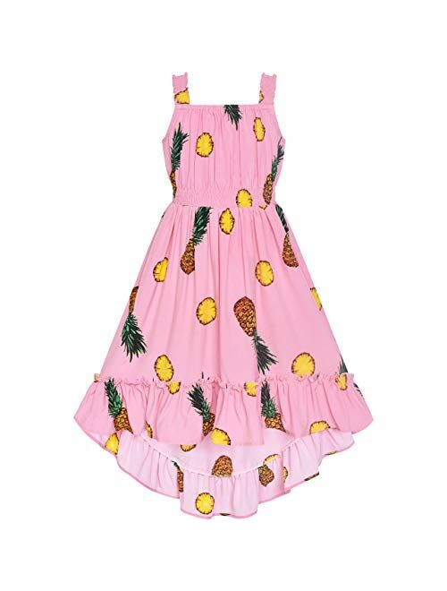 Sunny Fashion Girls Dress Yellow Leaf Sleeveless Summer Party Size 6-12