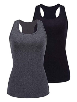 V FOR CITY Tank Tops for Women with Shelf Bra Racerback Basic Undershirt