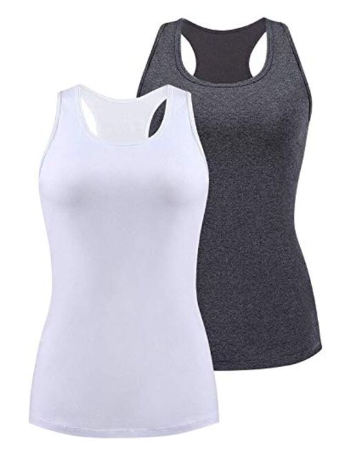 V FOR CITY Tank Tops for Women with Shelf Bra Racerback Basic Undershirt