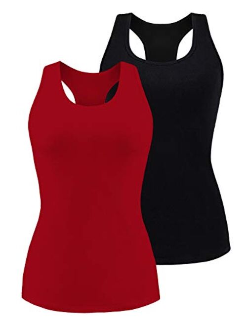 V FOR CITY Tank Tops for Women with Shelf Bra Racerback Basic Undershirt