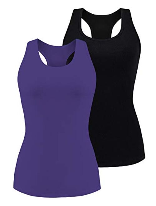 V FOR CITY Tank Tops for Women with Shelf Bra Racerback Basic Undershirt