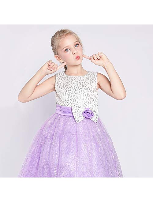 Sunny Fashion Girls Dress Glitter Sequin Wedding Bridesmaid Pageant Size 4-14