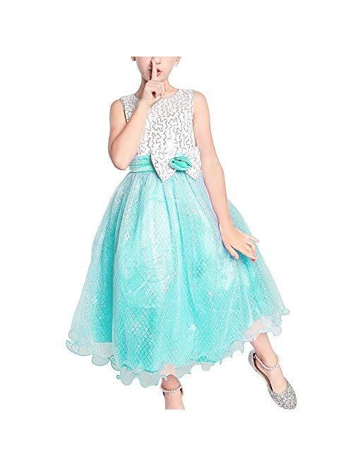 Sunny Fashion Girls Dress Glitter Sequin Wedding Bridesmaid Pageant Size 4-14