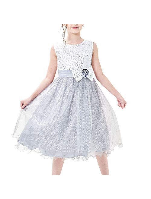 Sunny Fashion Girls Dress Glitter Sequin Wedding Bridesmaid Pageant Size 4-14