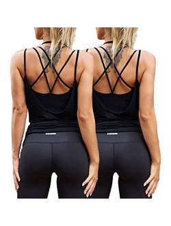 Tobrief Workout Tank Tops for Women,Sexy Backless Yoga Top Loose Open Back Running Sports Gym Shirts