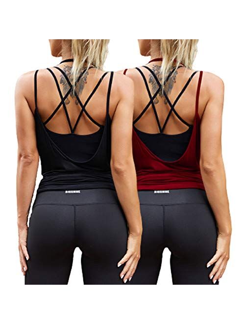 Tobrief Workout Tank Tops for Women,Sexy Backless Yoga Top Loose Open Back Running Sports Gym Shirts